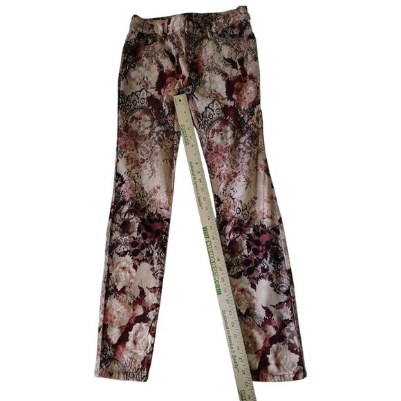 Chico's Floral Lace Print Stretch Ankle Leg Mid-rise Pants Size XS/0 Women's - Picture 8 of 10